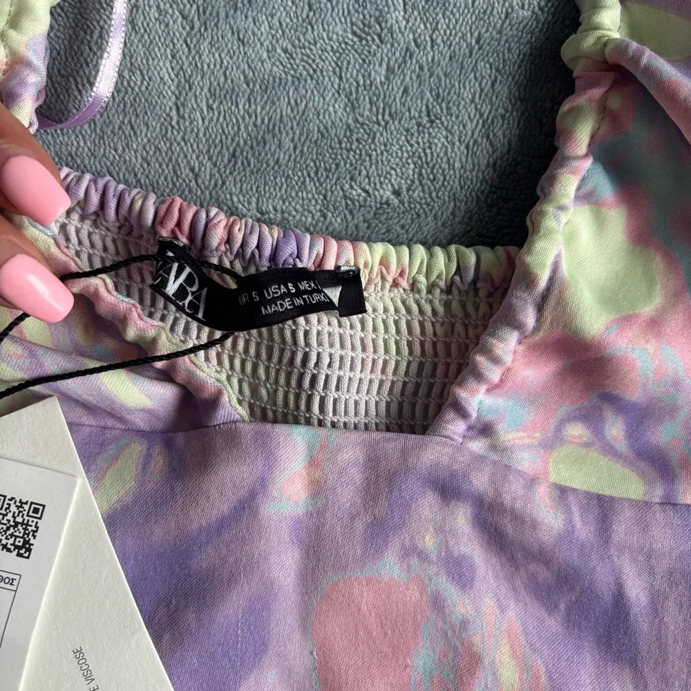Zara Satin Tie-Dye Crop Top size S - Picture 4 of 6